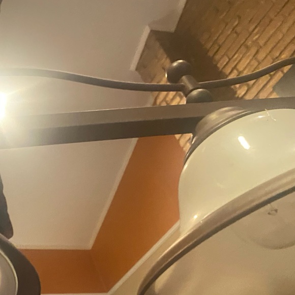 Island Billiard 3 light bronze pendant liberty bell alabaster shade kitchen pool - Picture 12 of 16